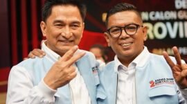 Pasangan calon gubernur dan wakil gubernur Banten nomor urut 02 Andra Soni-Dimyati Natakusumah. (Instagram.com @andrasoni12)