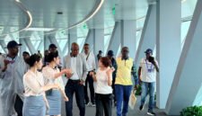 Photo shows African youth media representatives visiting the Daze Lake International Talent Community in Wangcheng District of Changsha City, central China's Hunan Province.